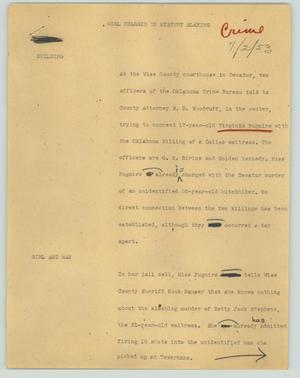Primary view of object titled '[News Script: Girl charged in mystery slaying]'.