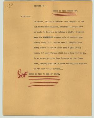 Primary view of object titled '[News Script: Dempsey]'.