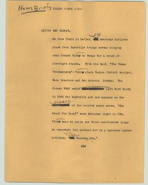 Primary view of object titled '[News Script: Ernest Tubbs]'.