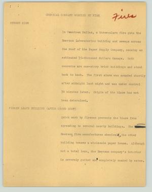 Primary view of object titled '[News Script: Chemical company wrecked by fire]'.