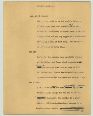 Primary view of object titled '[News Script: Ditch digger]'.