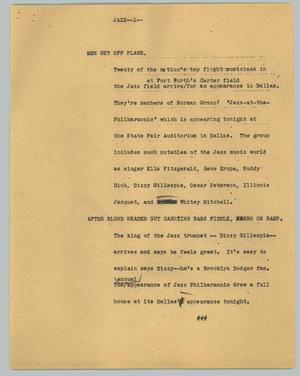 Primary view of object titled '[News Script: Jazz]'.