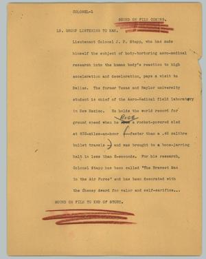 Primary view of object titled '[News Script: Colonel]'.
