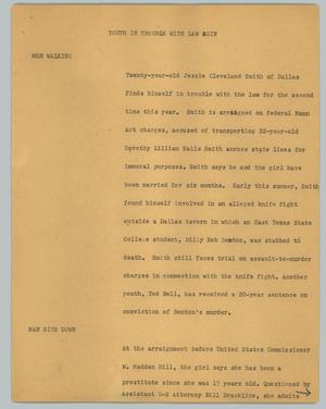 Primary view of object titled '[News Script: Youth in trouble with law again]'.