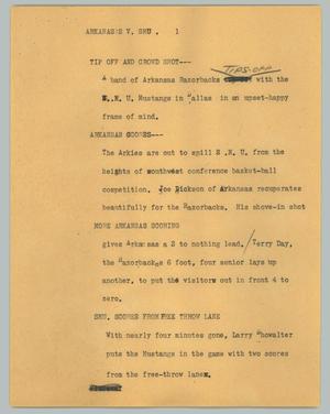 Primary view of object titled '[News Script: Arkansas v. SMU]'.