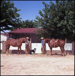 Primary view of object titled '[Horses and Riders at Flynt Ranch]'.
