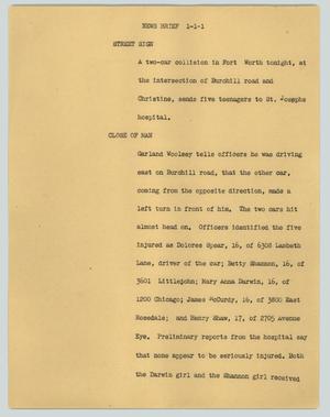Primary view of object titled '[News Script: News brief]'.