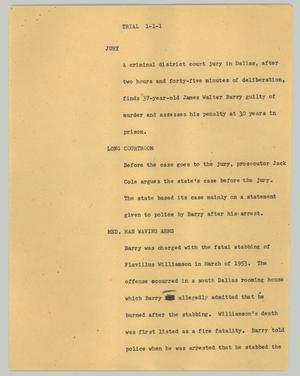 Primary view of object titled '[News Script: Verdict Reached in Murder Trial]'.