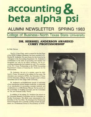 Primary view of object titled 'Accounting & Beta Alpha Psi: Alumni Newsletter Spring 1983'.