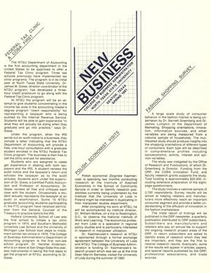 Primary view of object titled 'New Business: College of Business Administration North Texas State University'.