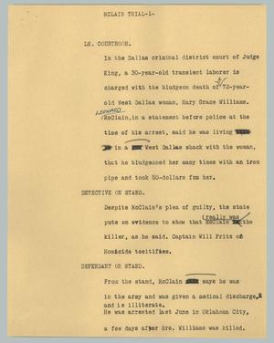 Primary view of object titled '[News Script: McLain trial]'.