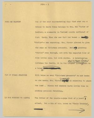 Primary view of object titled '[News Script: Pups]'.