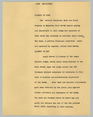 Primary view of object titled '[News Script: Bank depositors]'.