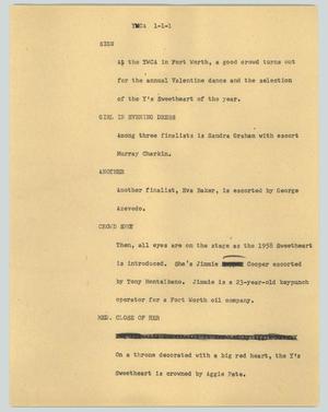 Primary view of object titled '[News Script: YWCA]'.