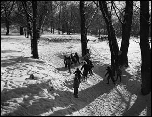 Primary view of object titled '[Children ice skating on a frozen creek, 3]'.