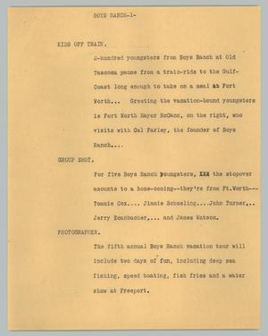 Primary view of object titled '[News Script: Boys ranch]'.