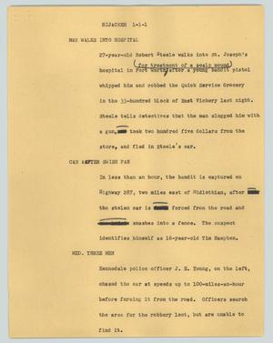 Primary view of object titled '[News Script: Hijacker]'.