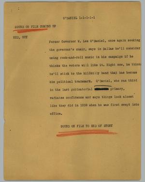 Primary view of object titled '[News Script: O'Daniel]'.