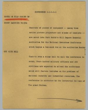 Primary view of object titled '[News Script: Conference]'.
