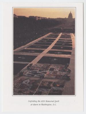 Primary view of object titled '[Flyer: Unfolding the AIDS Memorial Quilt]'.