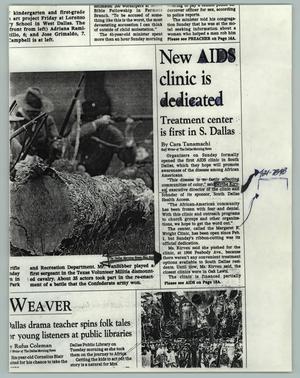 Primary view of object titled '[Copy of Newspaper: New AIDS Clinic is Dedicated]'.