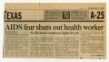 Clipping: [News Paper Clip: AIDS fear shuts out health worker]