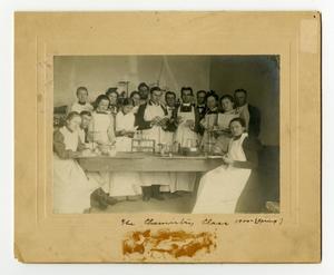 Primary view of object titled '[Chemistry Class,  Spring 1900, North Texas State Normal College]'.