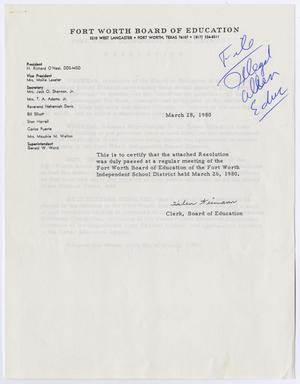 Primary view of object titled '[Fort Worth Board of Education, March 28, 1980]'.