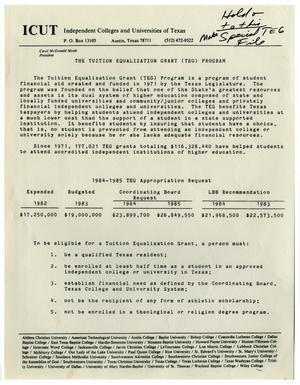 Primary view of object titled '[The Tuition Equalization Grant (TEG) Program]'.