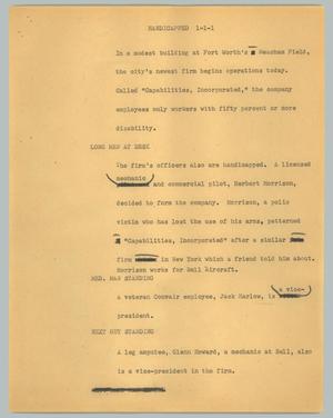 Primary view of object titled '[News Script: Handicapped]'.