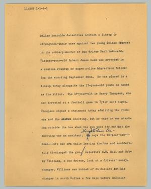Primary view of object titled '[News Script: Lineup]'.
