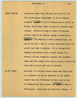 Primary view of object titled '[News Script: Whore Frye]'.