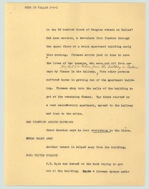 Primary view of object titled '[News Script: Fire in Dallas]'.