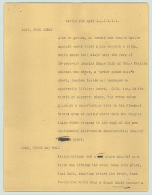 Primary view of object titled '[News Script: Battle for life]'.