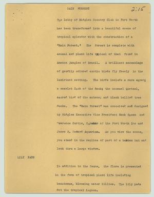 Primary view of object titled '[News Script: Rain forrest]'.