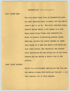 Primary view of object titled '[News Script: Bracketville]'.