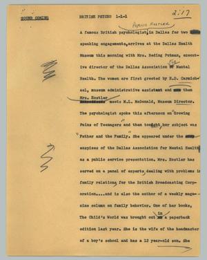 Primary view of object titled '[News Script: British psycho]'.
