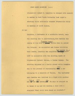 Primary view of object titled '[News Script: Fort Worth shooting]'.