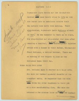 Primary view of object titled '[News Script: Slayings]'.