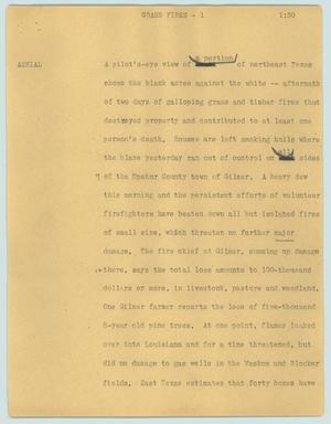 Primary view of object titled '[News Script: Grass fires]'.