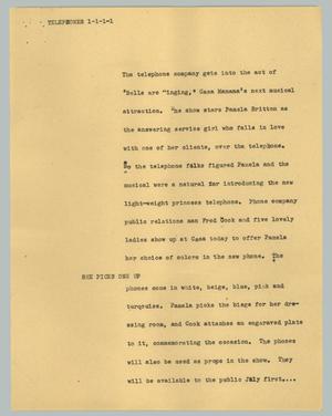 Primary view of object titled '[News Script: Telephones]'.