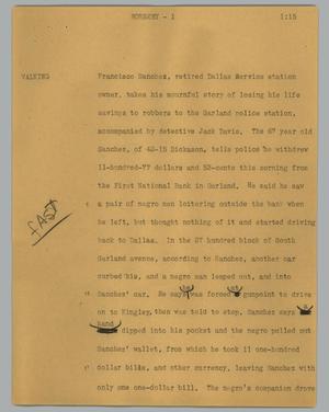 Primary view of object titled '[News Script: Robbery]'.