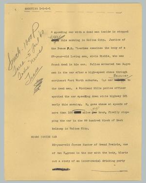 Primary view of object titled '[News Script: Shooting]'.