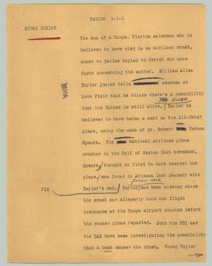 Primary view of object titled '[News Script: Taylor]'.