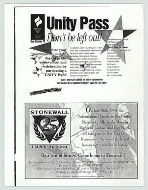 Primary view of object titled '[Newsletter: Unity Pass and Stonewall 25]'.