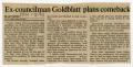 Clipping: [Newspaper clipping: Ex-councilman Goldblatt plans comeback]