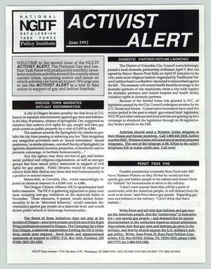 Primary view of object titled 'Activist Alert: June 1992'.