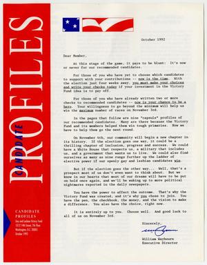 Primary view of object titled '[Letter: To members from Gay and Lesbian Victory Fund]'.