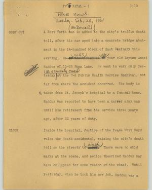Primary view of object titled '[News Script: FW fatal]'.