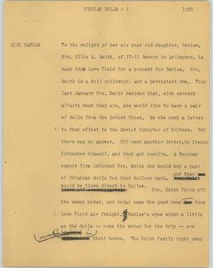 Primary view of object titled '[News Script: Russian dolls]'.